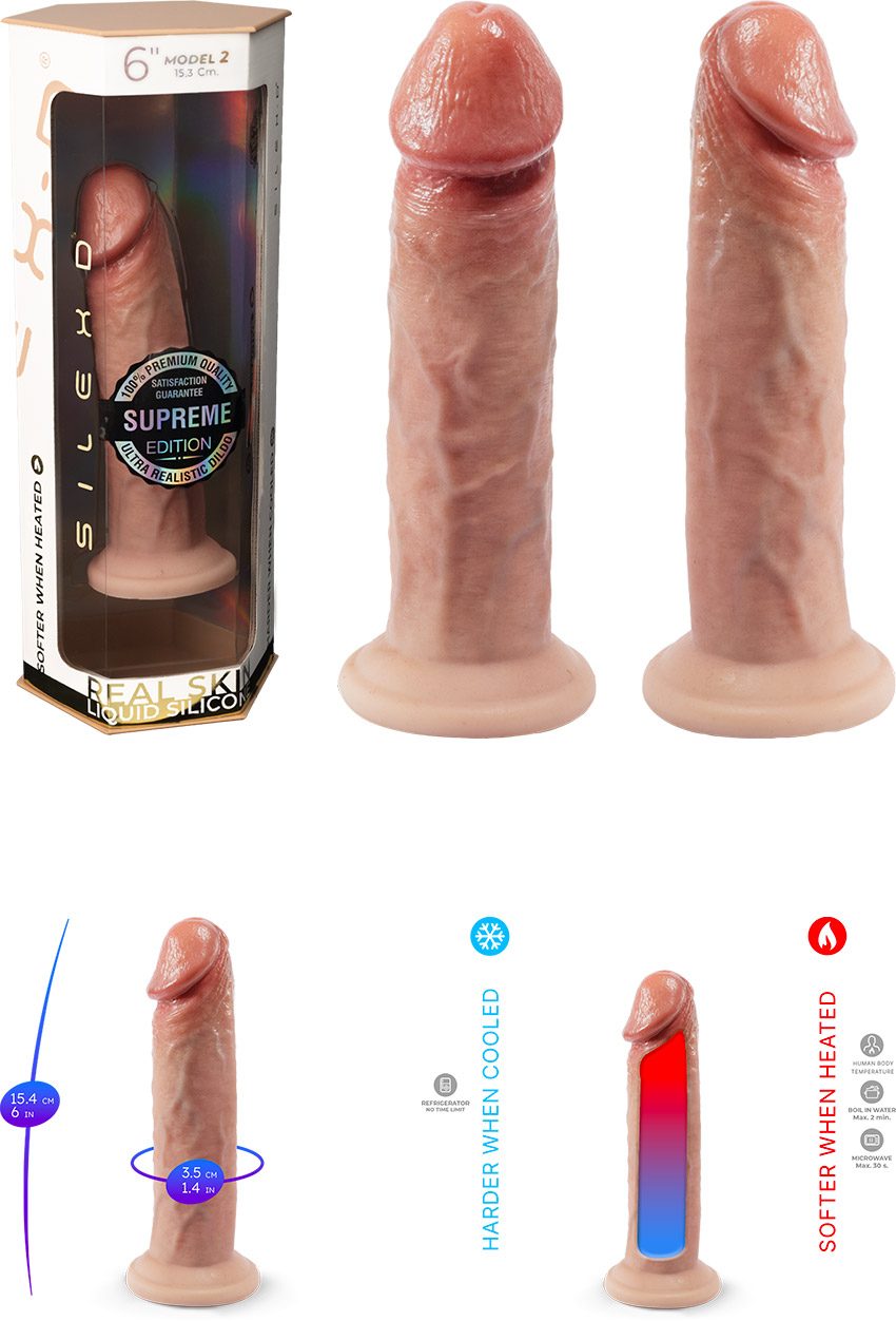 Silex-D Modell 2 6''| Realistischer Dildo mit Saugnapf | Silexpan-Material