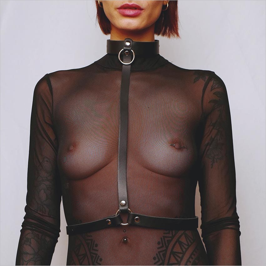 The Sinners | Harnais de poitrine en cuir noir | Taille unique