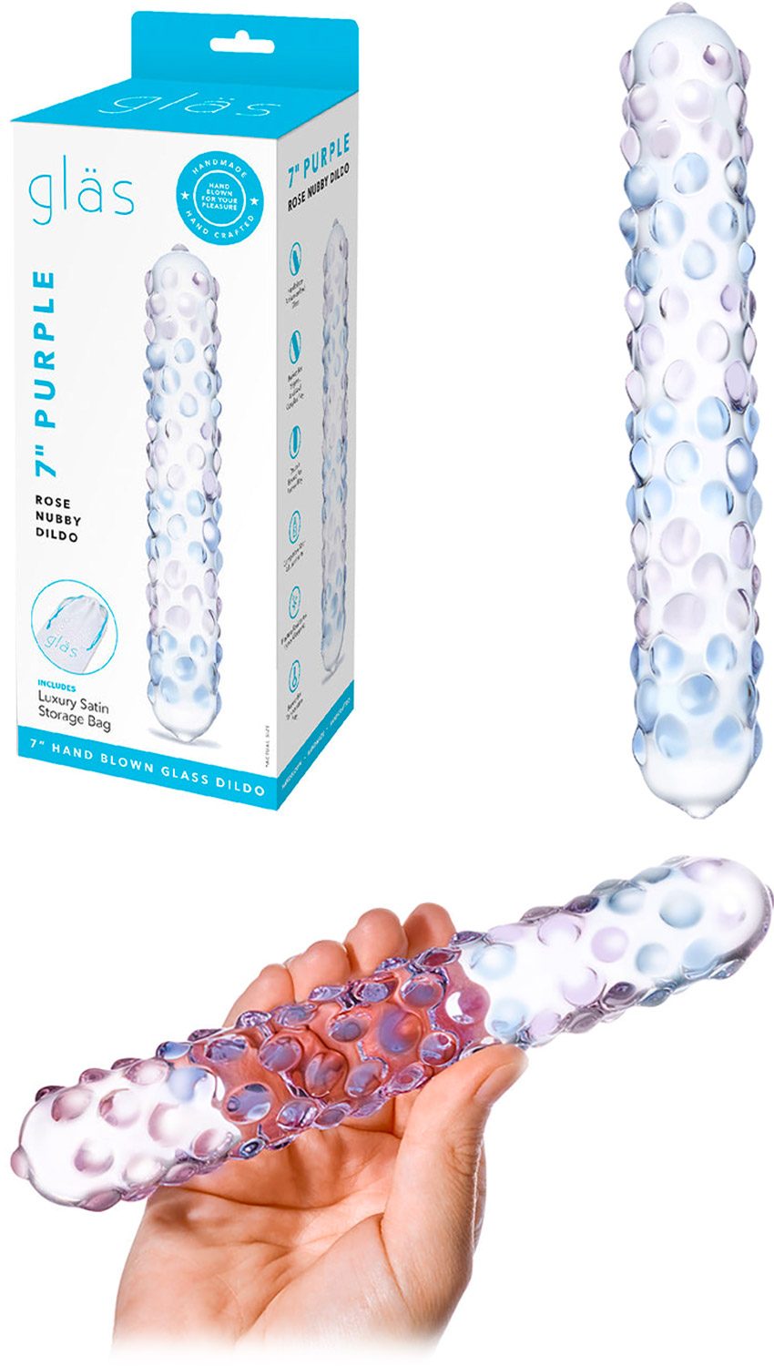 Dildo en verre Gläs Purple Rose Nubby