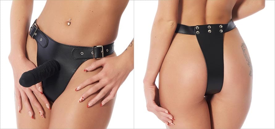 String en cuir ajustable Rimba avec dildo réaliste