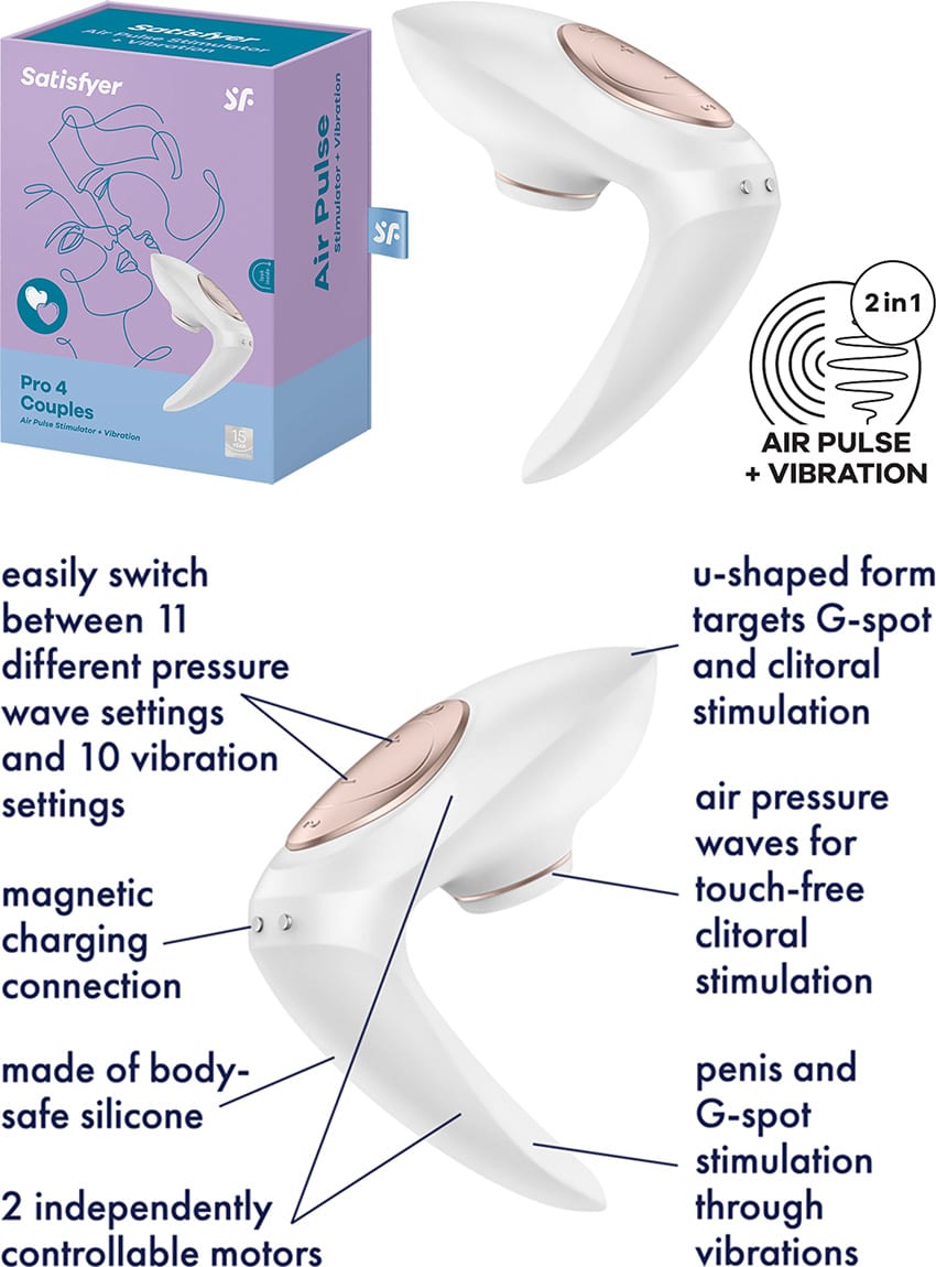 Satisfyer Pro 4 Couples | Sextoy 3 en 1 (Point G, clitoris et pénis)