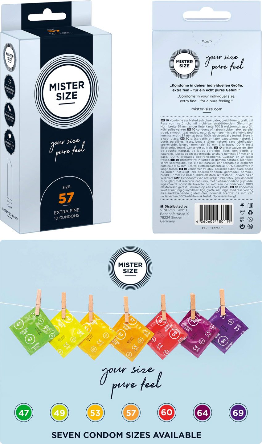 Mister Size - Taille 57 | 10 préservatifs avec taille sur mesure