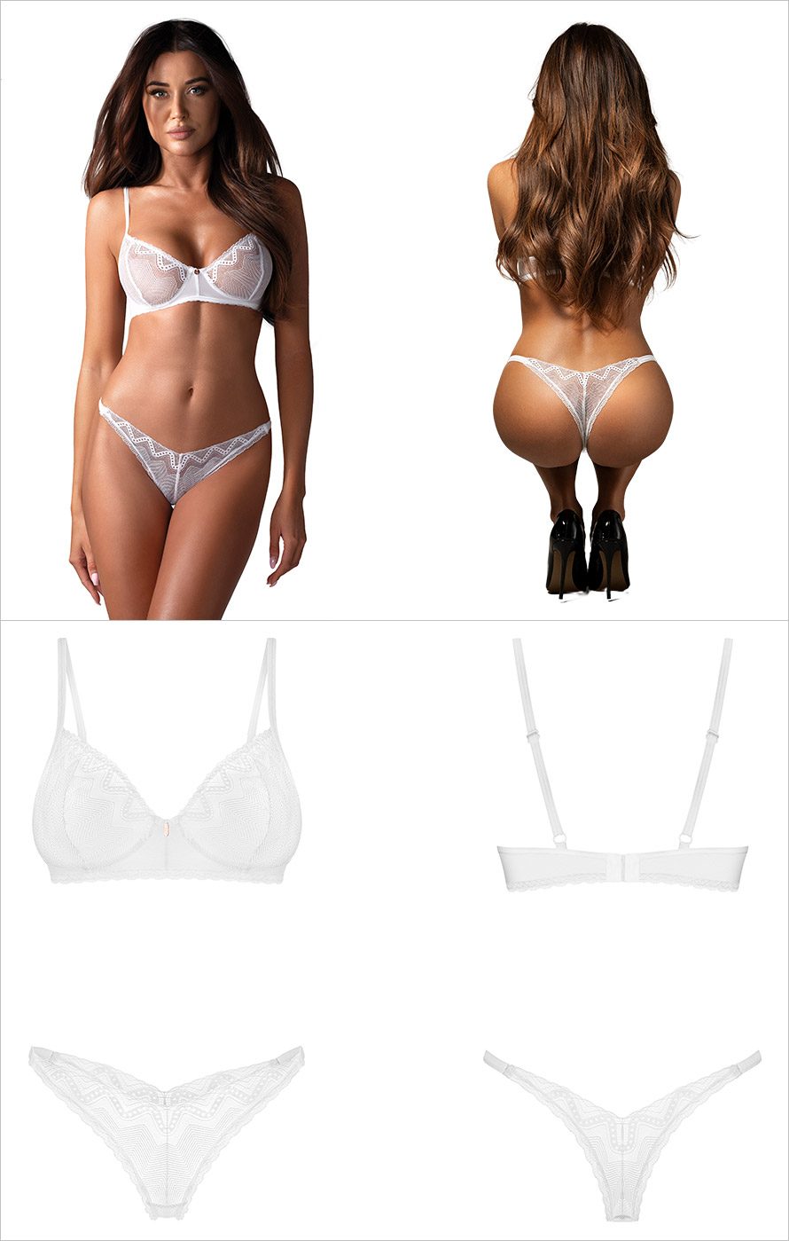 Obsessive Alissium | Sexy Set aus weißer geometrischer Spitze