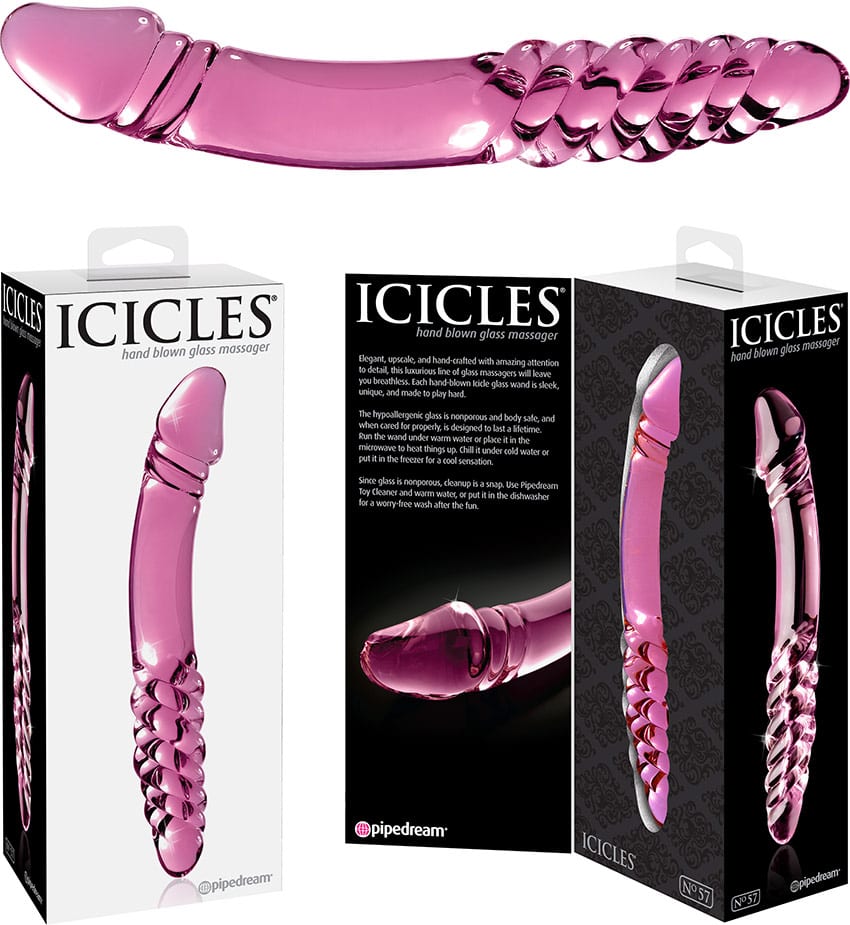 Icicles No. 57 | Dildo en verre | 2 extrémités avec texture différente