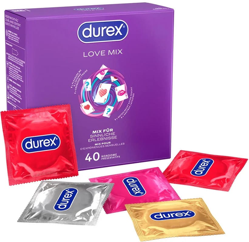 Durex Love Mix | Pack de 40 préservatifs de 5 variétés différentes