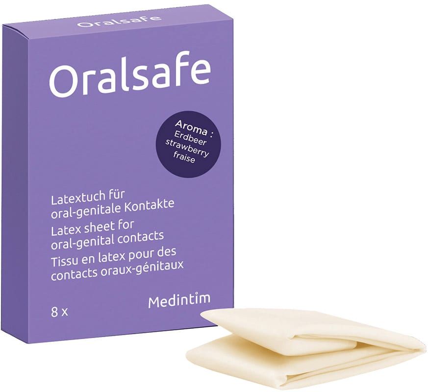 Medintim Oralsafe | 8 aromatisierte Mundkondome mit Erdbeergeschmack
