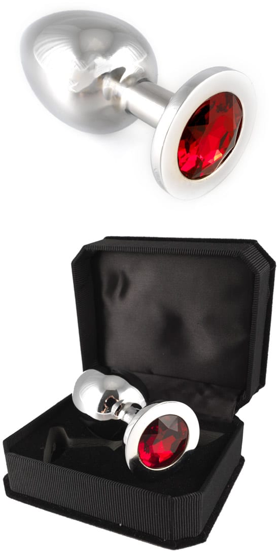 Plug anal en métal avec cristal - Rouge (L)