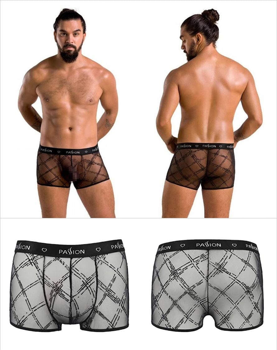 Passion 062 James | Ultra-sexy Boxer aus transparentem Mesh in Schwarz