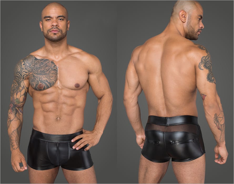 Noir Handmade H058 | Boxershorts aus Nasseffekt-Stoff und Mesh