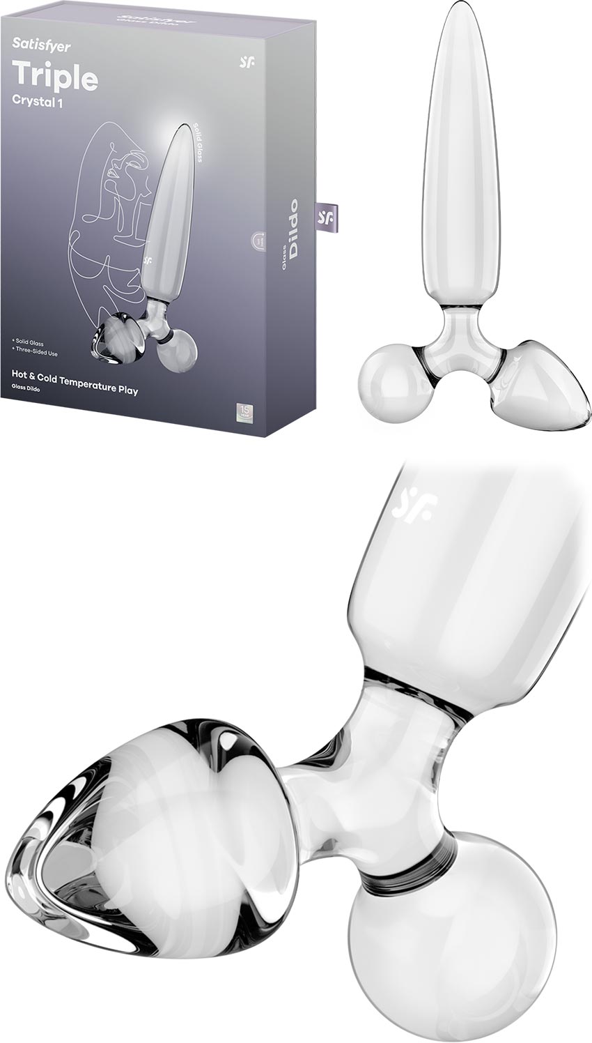 Satisfyer Triple Crystal 1 | Dildo en verre | 3 extrémités insérables