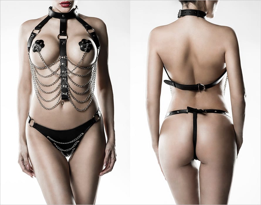 Grey Velvet 14503 | Ensemble harnais fétichiste | 3 pièces | BDSM