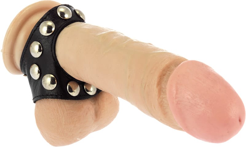 Cockring en cuir avec rivets - 35 mm