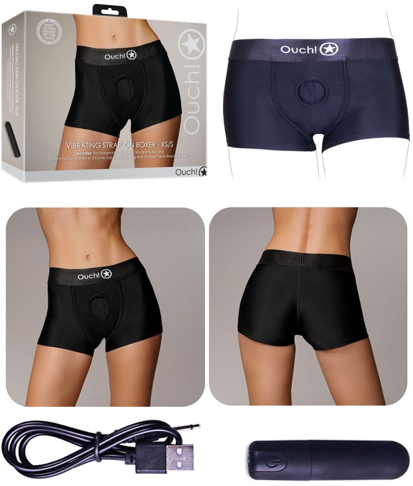 Ouch! Vibrating Strap-on Boxer | Lingerie-Boxer-Harness mit Vibration