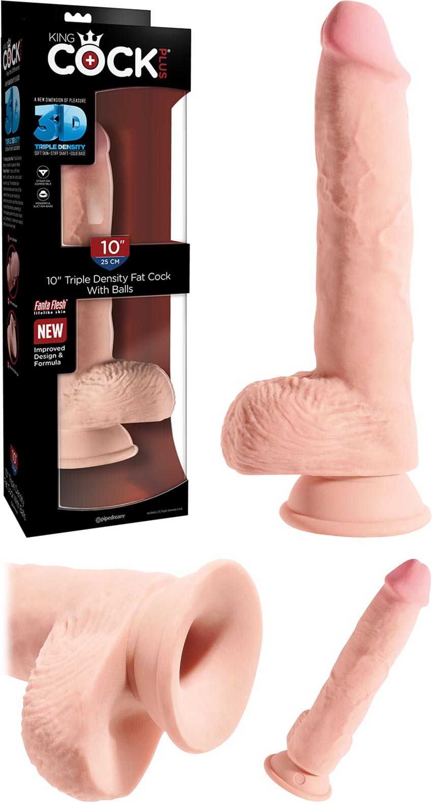 King Cock Plus Fat Triple Density 10" | Realistischer Dildo mit Hoden
