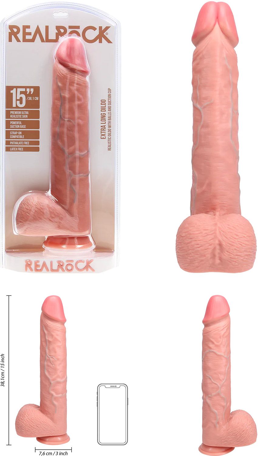 RealRock 8" | Dildo doux et ferme avec testicules | 32.5 cm | Beige