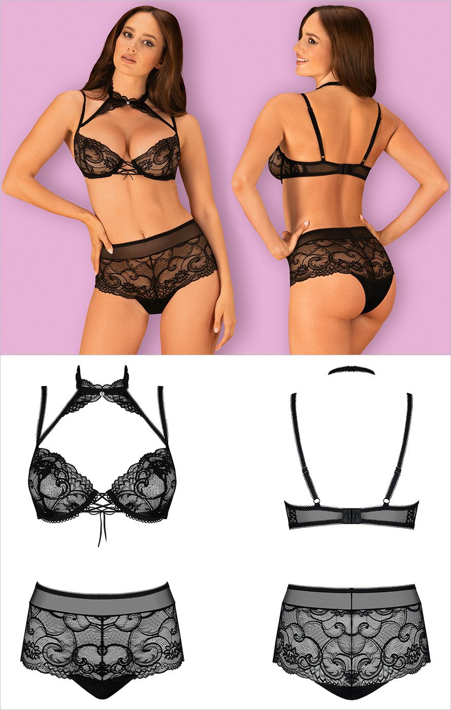 Obsessive Elizenes | Ensemble sensuel en dentelle avec collier choker