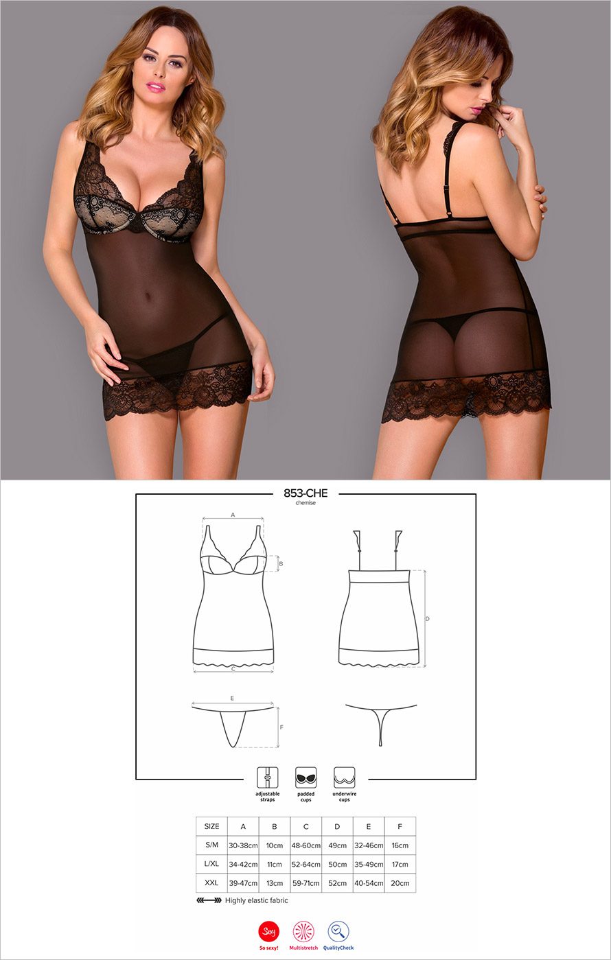 Obsessive 853 Chemise & String - Schwarz