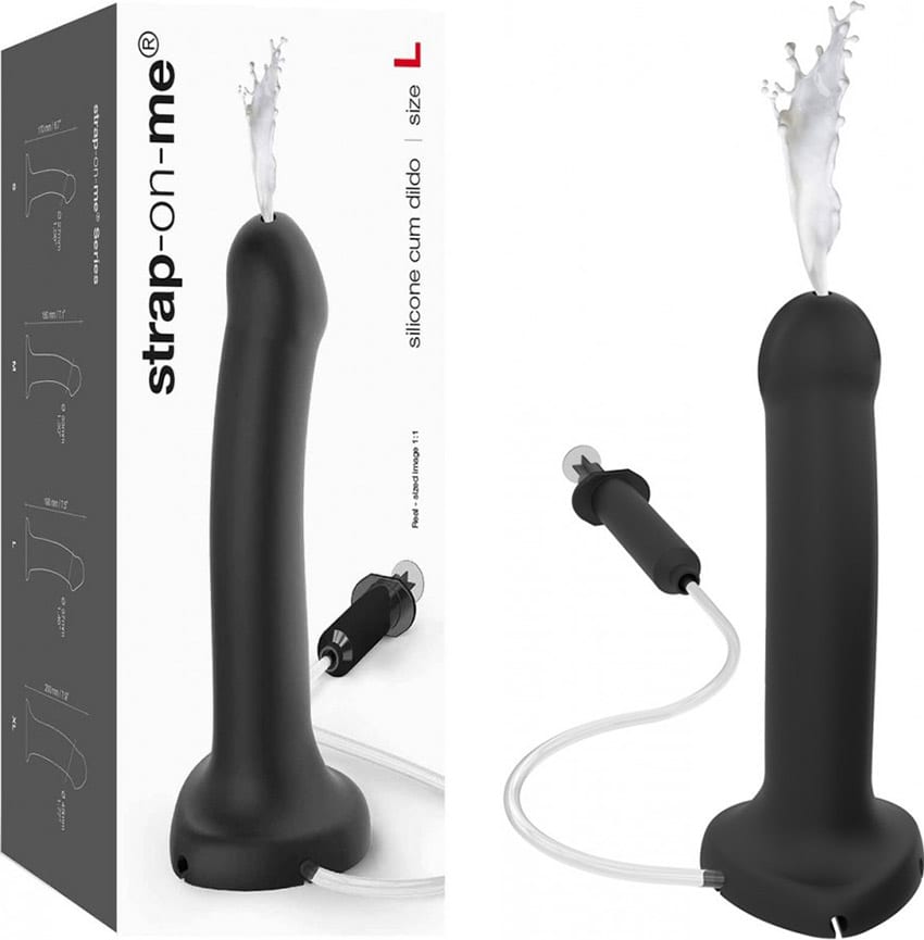 Strap-on-me | Dildo éjaculateur en silicone doux de couleur noire