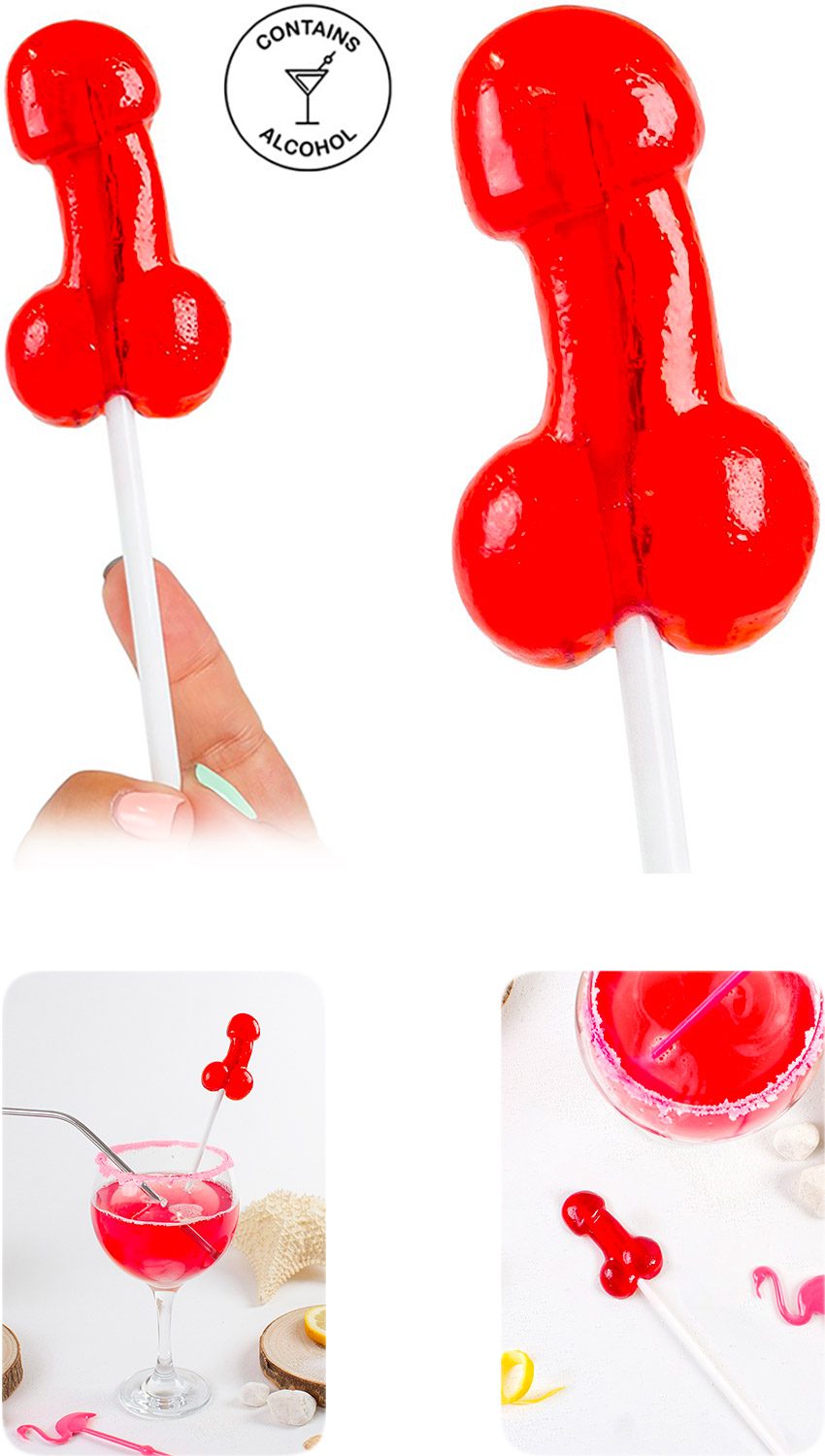 Secret play Lollipop | Sucette rouge en forme de pénis | Daiquiri à la fraise