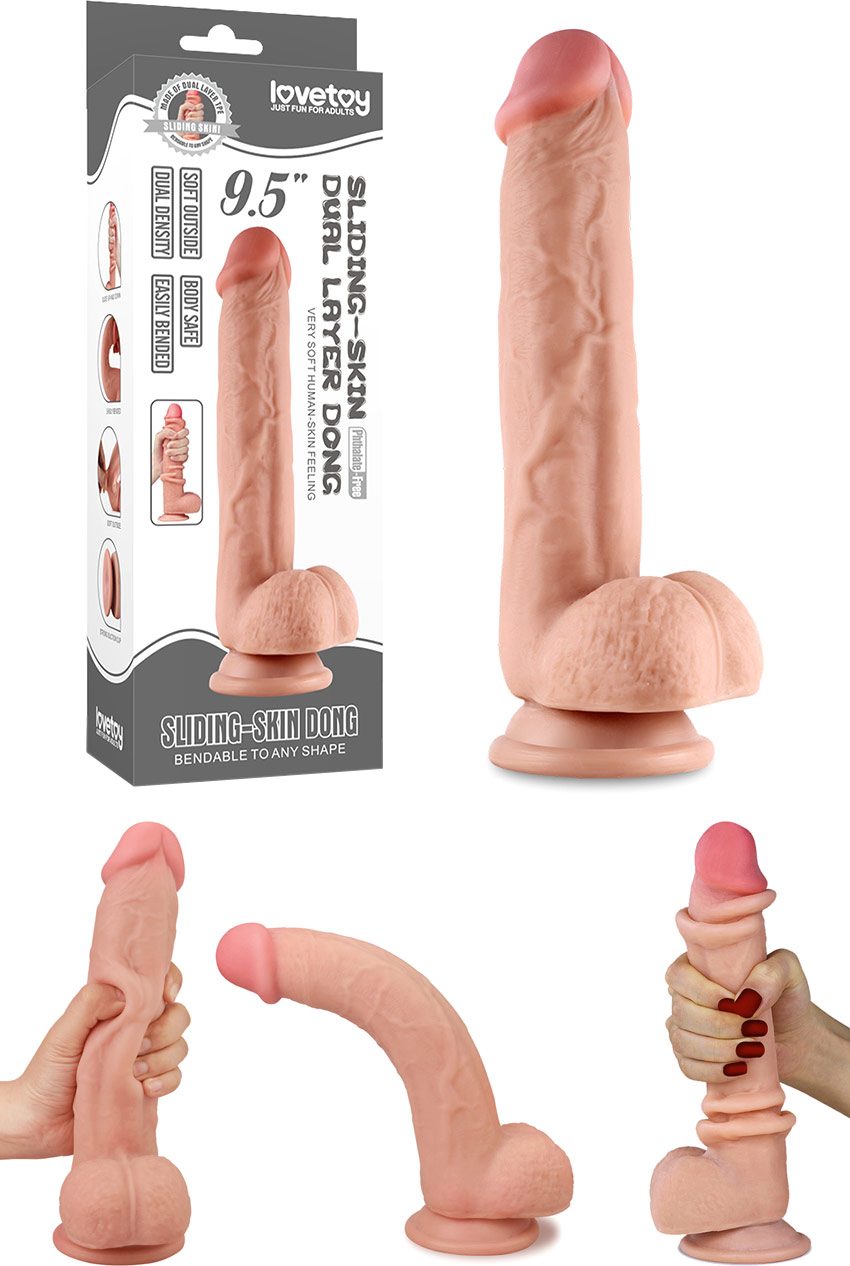 LoveToy Sliding Skin Dong | Ultrarealistischer Dildo Dual Density | 18 cm