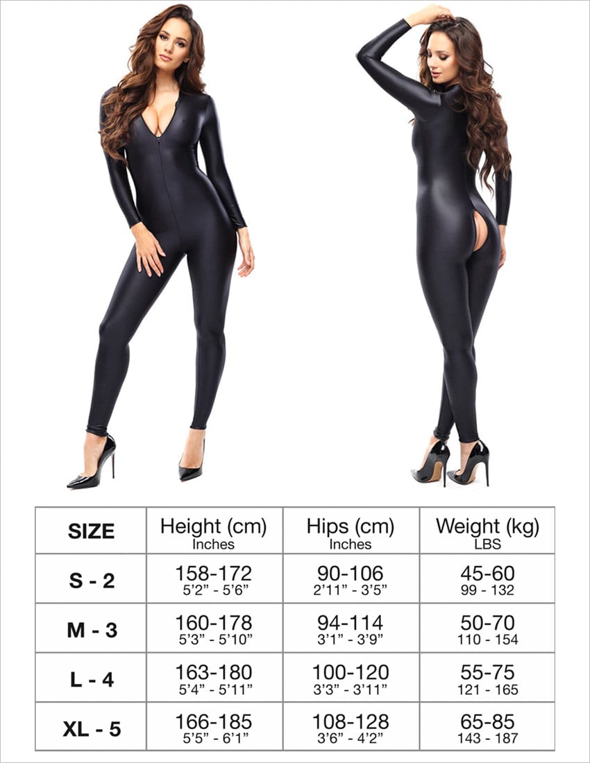 MissO B800 | Combinaison intégrale ultra sexy en tissu noir brillant