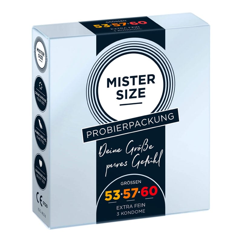 Mister Size - Taille 53/57/60 | 3 préservatifs avec taille sur mesure