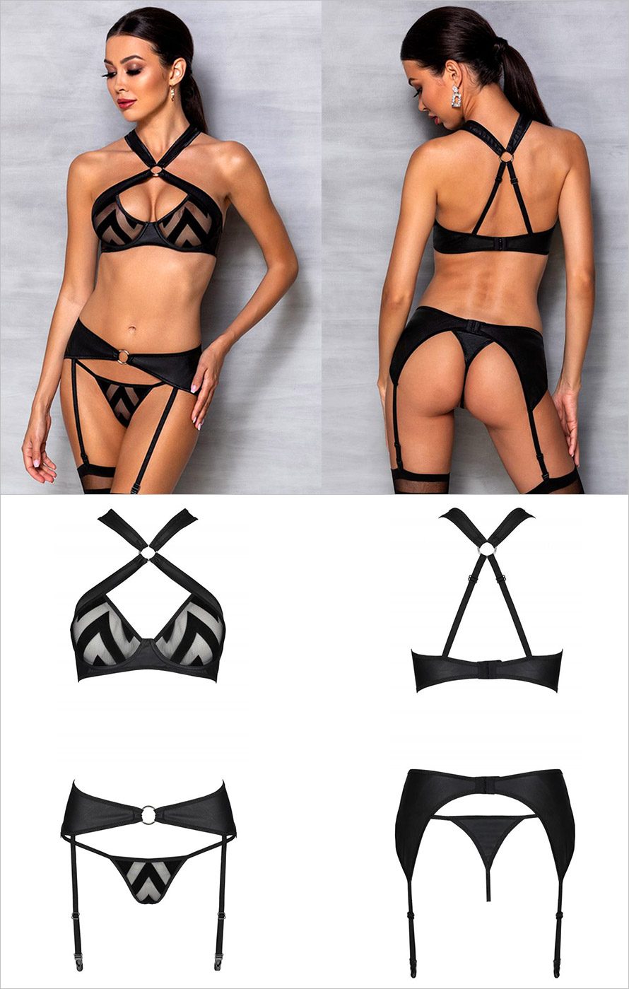 Passion Hima Set | 3-teiliges Set aus Tüll, Samt und Kunstleder