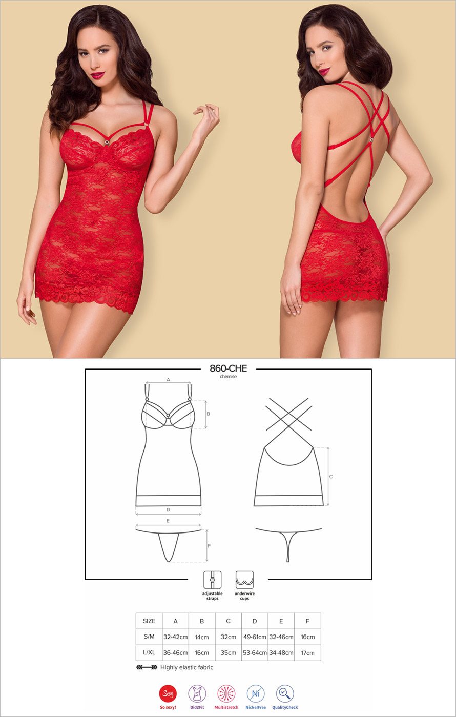 Obsessive Nuisette & String 860 - Rouge