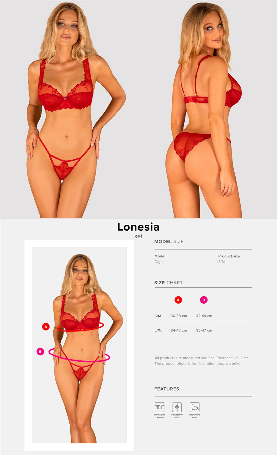 Obsessive Lonesia | Sexy 2-teiliges Set aus roter Spitze