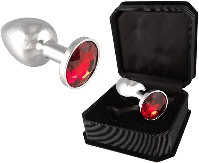 Plug anal en métal avec cristal - Rouge (XS)