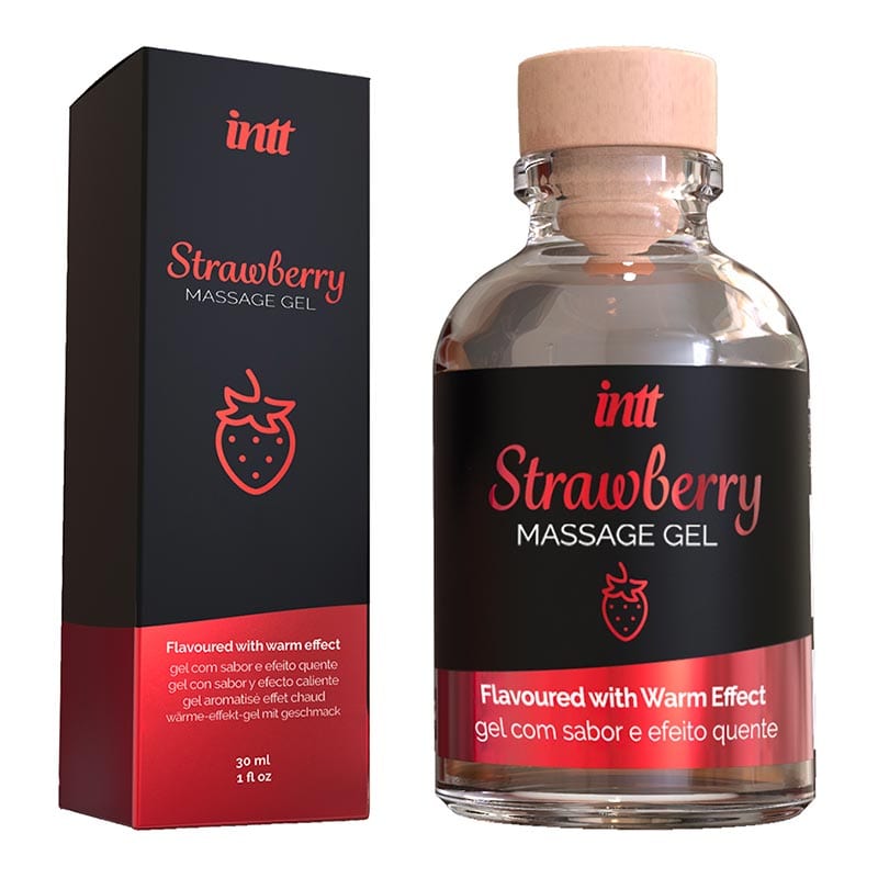 Intt Strawberry | Gel de massage chauffant | Aromatisé et embrassable