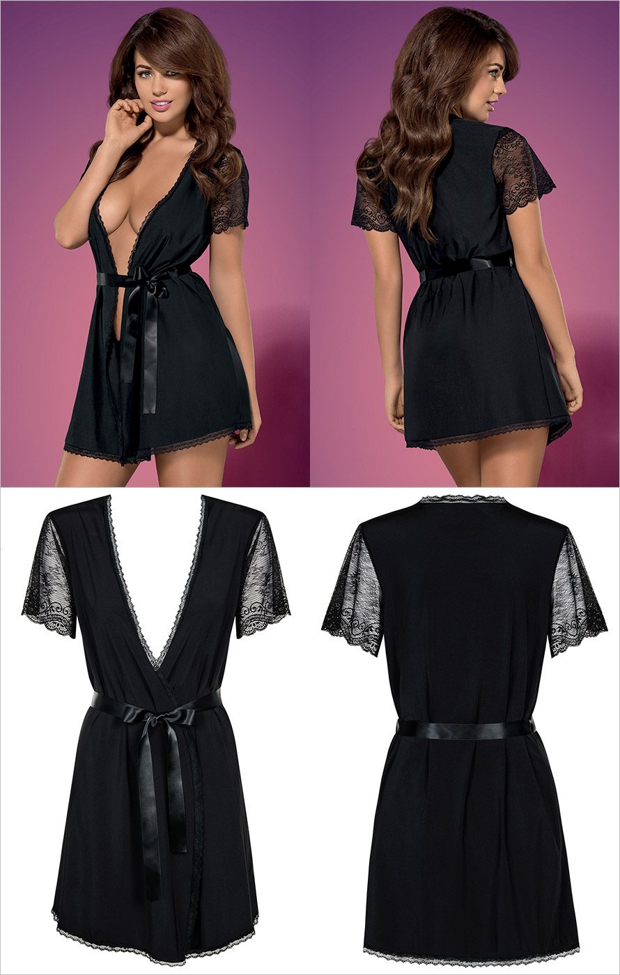 Obsessive Robe & String Miamor - Noir