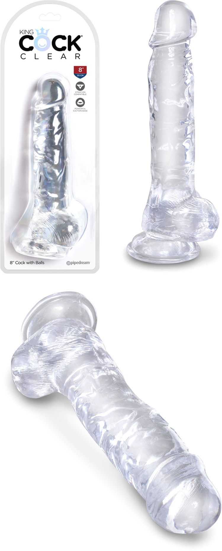 King Clear Cock | Transparenter realistischer Dildo mit Hoden | 18 cm