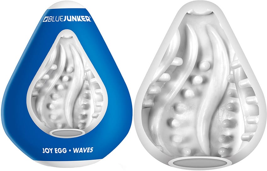 BlueJunker Joy Egg Waves | Mit Wellen strukturiertes Masturbator-Ei