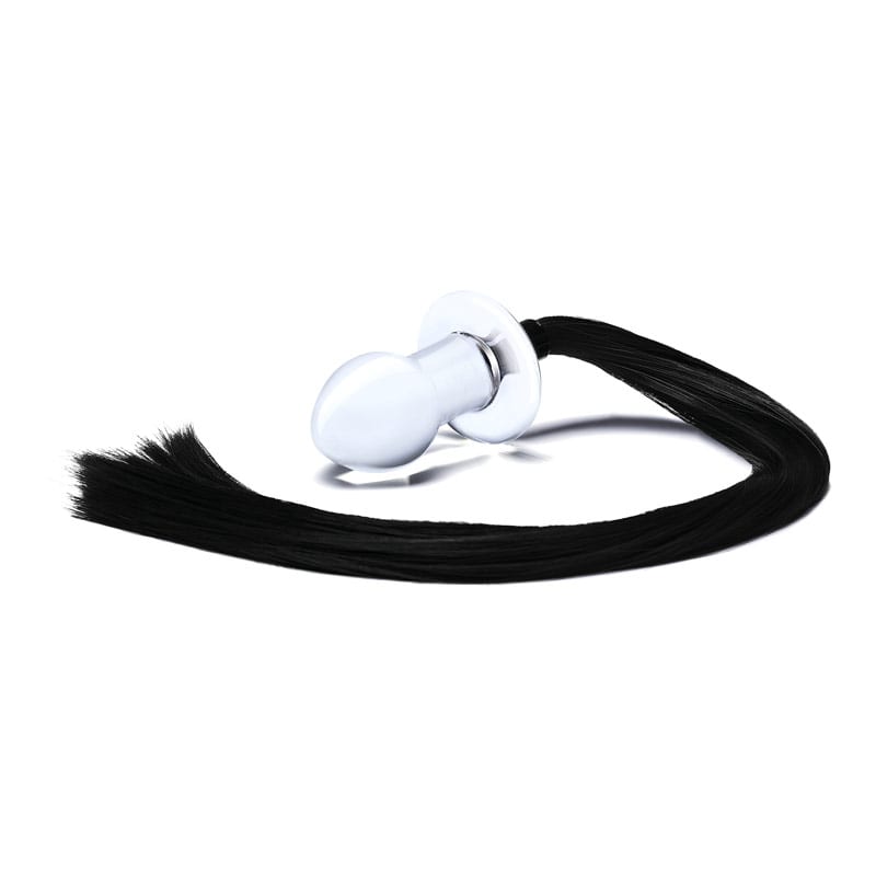 Gläs 3" Horse Tail Butt Plug | Plug anal en verre avec queue de cheval
