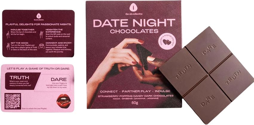 The Oh Collective Date Night | Zartbitterschokolade mit Erdbeerextrakten