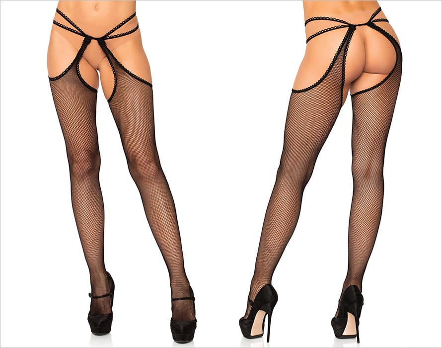 Leg Avenue Strappily 1607 | Netzstrümpfe mit Strumpfgürtel