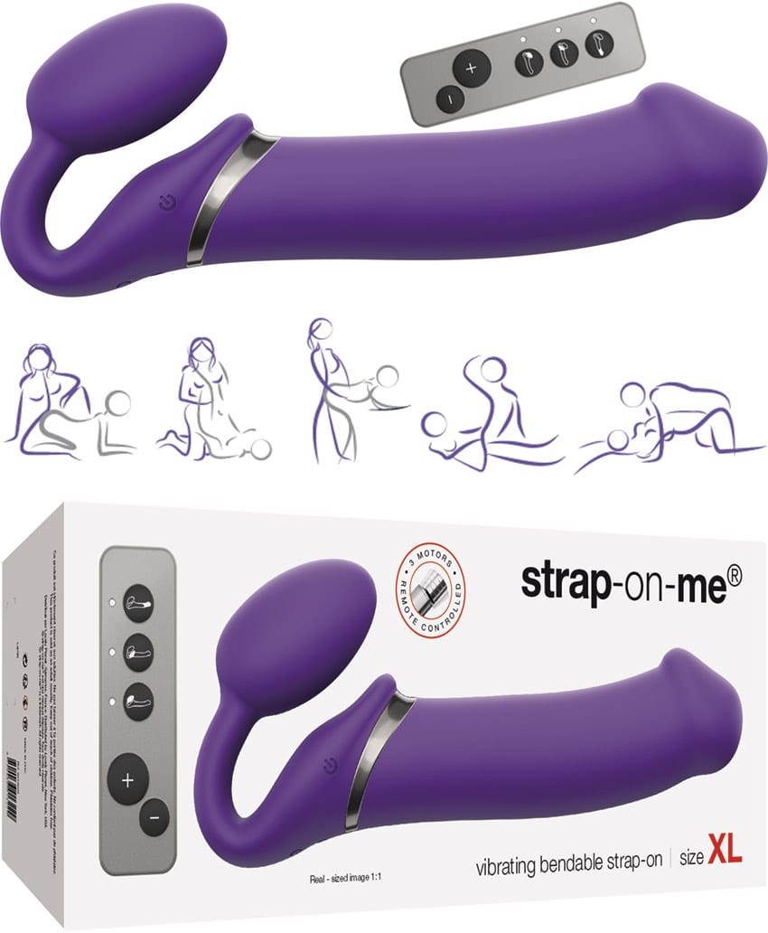 Strap-on-me Vibrating Bendable vibrierendes Doppelsextoy - Violett (XL)