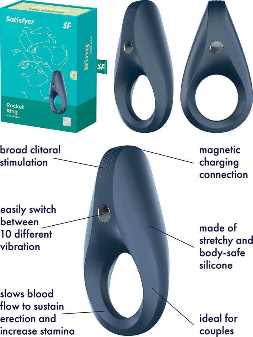 Satisfyer Rocket Ring | Anneau pénien en silicone | Double stimulation