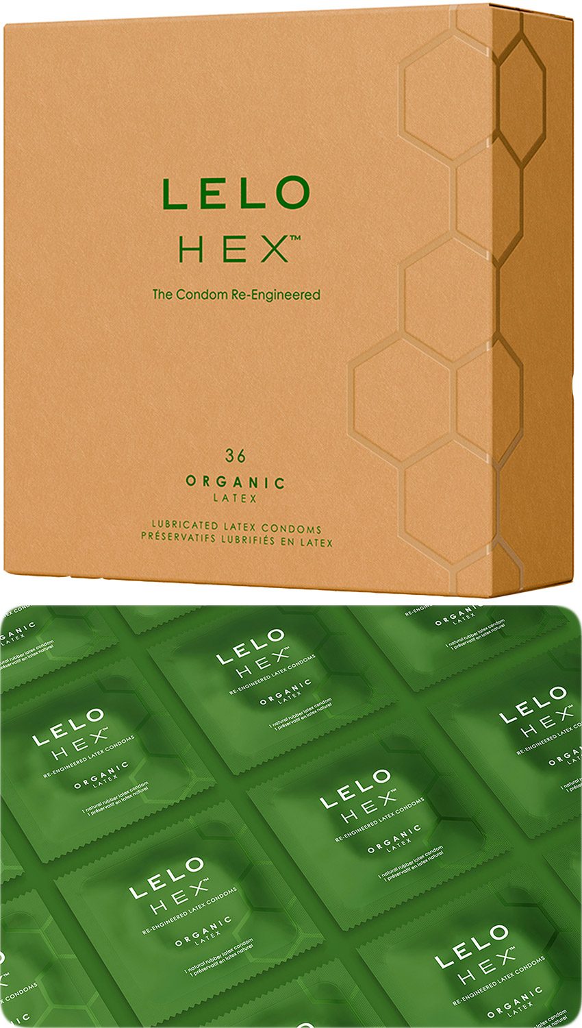 LELO HEX Organic | Préservatif ultra-fin et ultra-résistant | 36 préservatifs