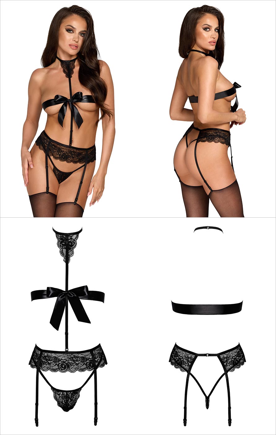 Kissable Kiss 244 | Set mit string, schleife und strapsgürtel