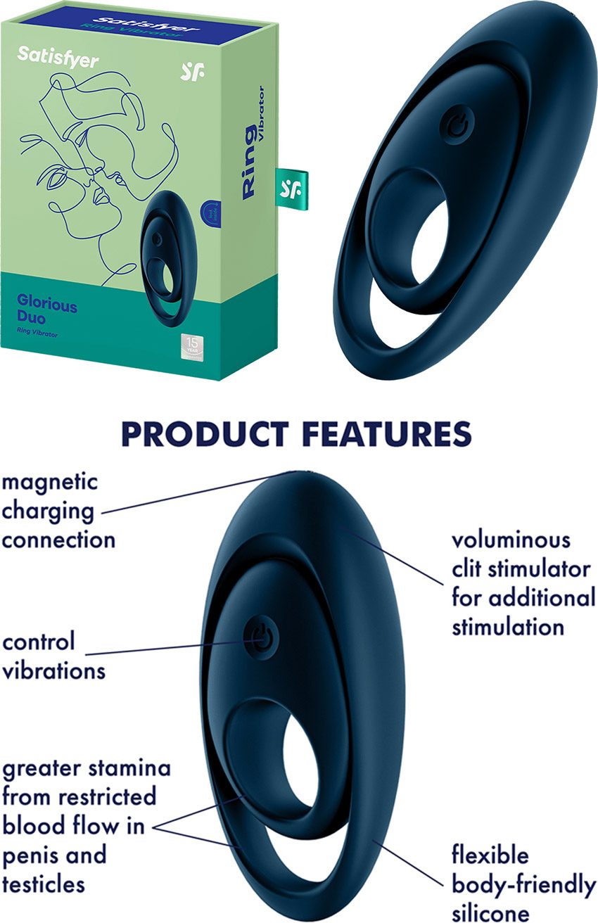 Satisfyer Glorious Duo | Anneau pénien vibrant | 12 modes de vibration