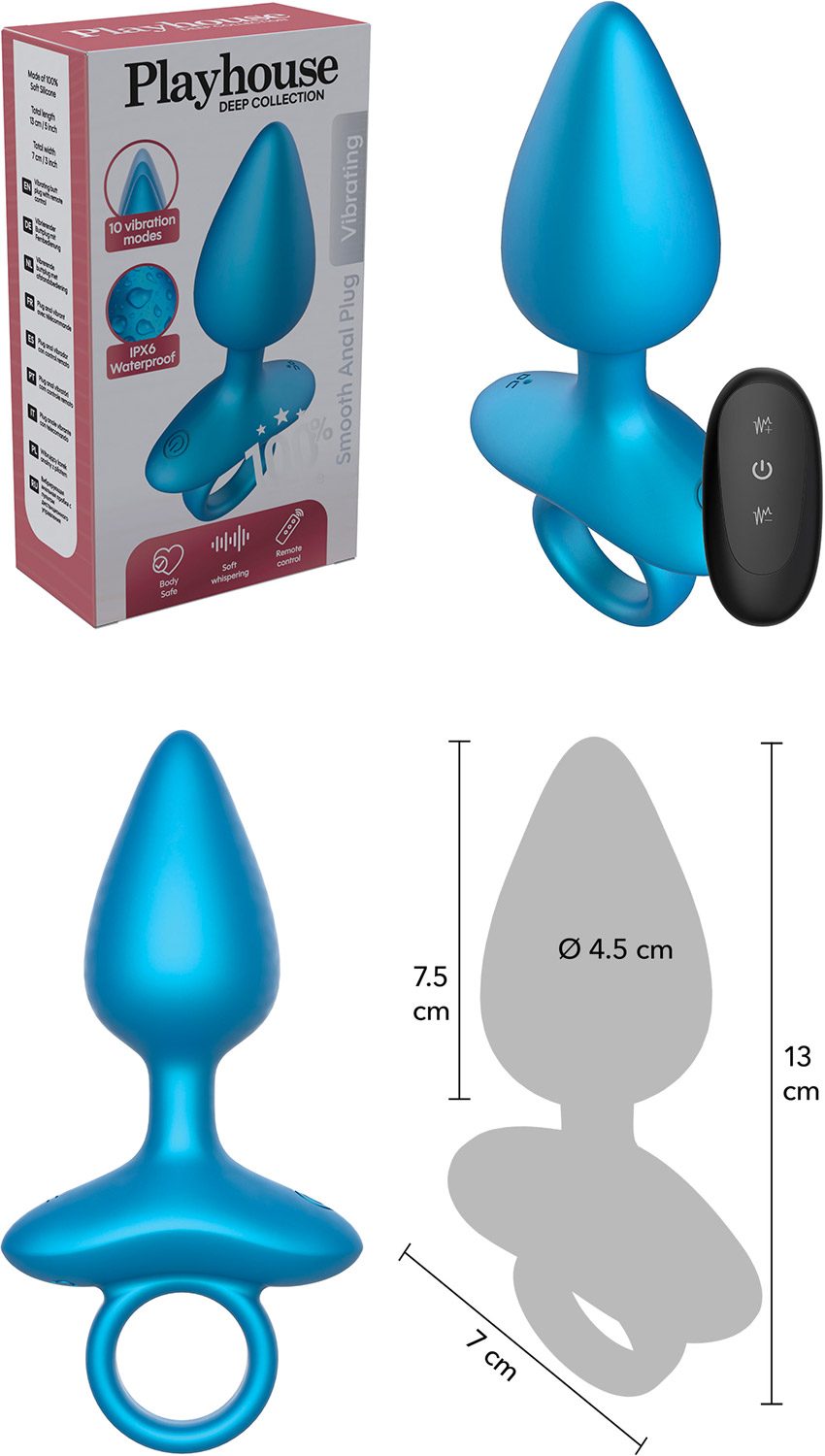 Playhouse Deep Collection | Ferngesteuerter vibrierender Analplug | 10 Modi