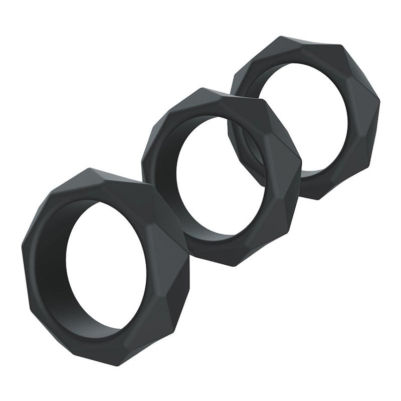 Hidden Desire Extreme | Set mit 3 Penisringen aus Silikon | Schwarz