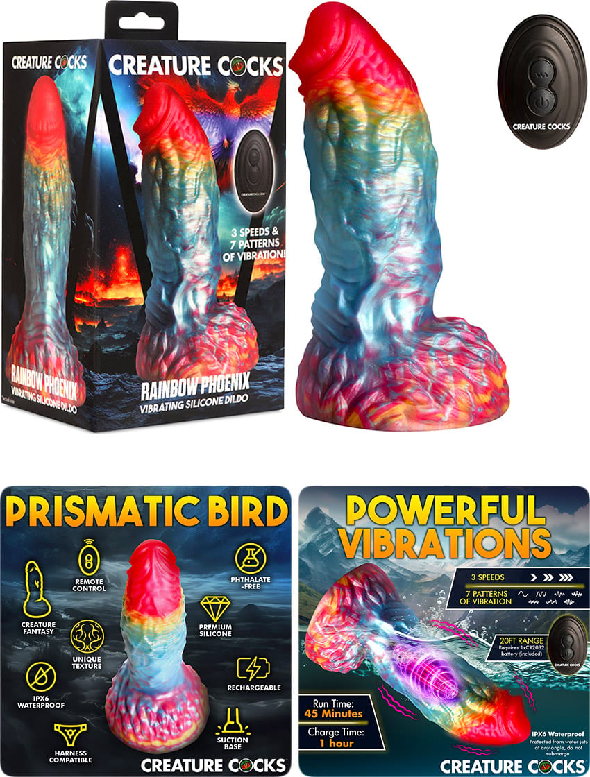 Creature Cocks Rainbow Phoenix | Strukturierter Dildo | 14 cm