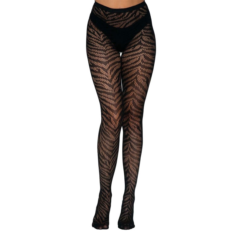 Leg Avenue 9722 | Collant en résille noire avec motifs zébrés