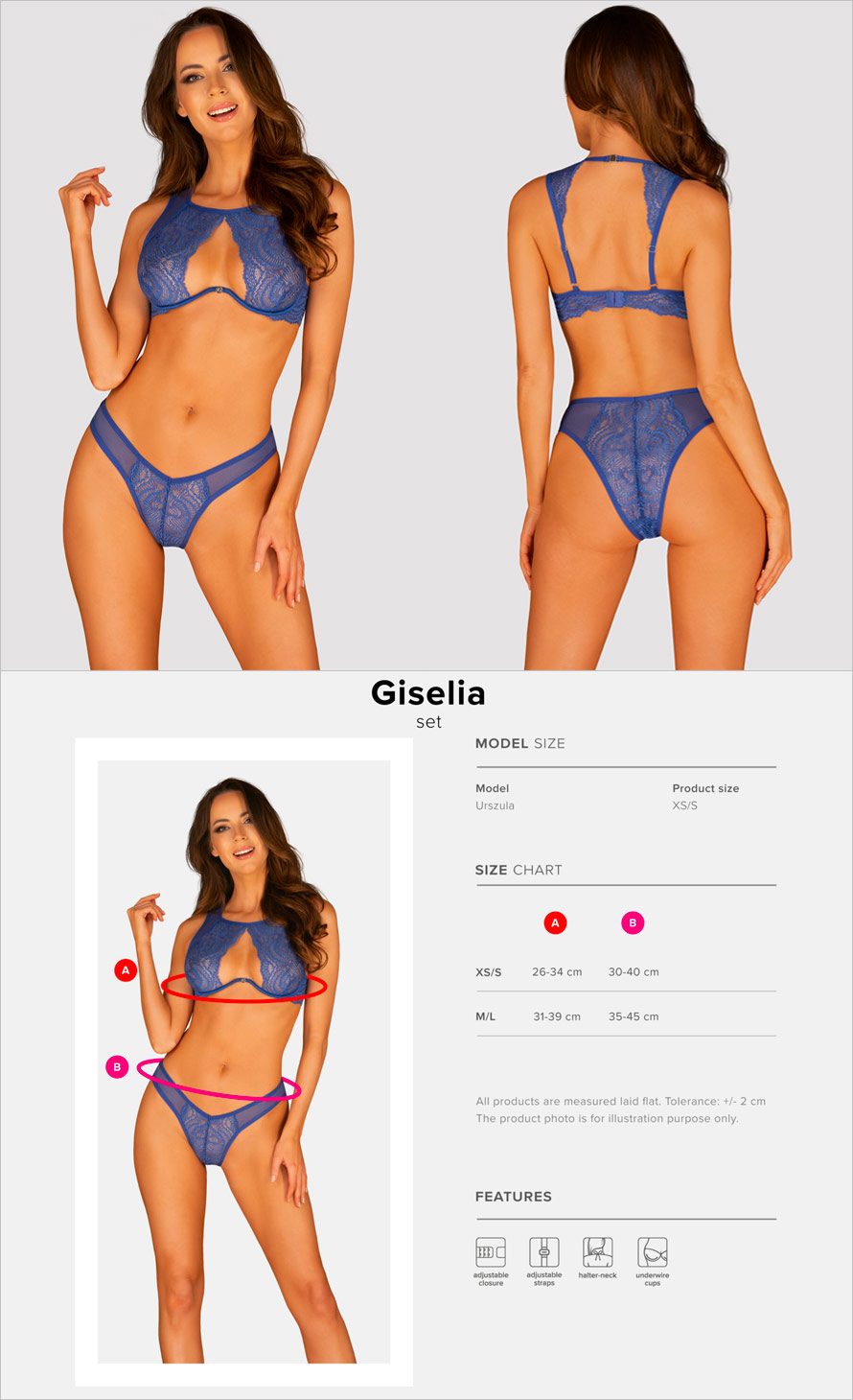 Obsessive Giselia | Ensemble sensuel en dentelle bleu