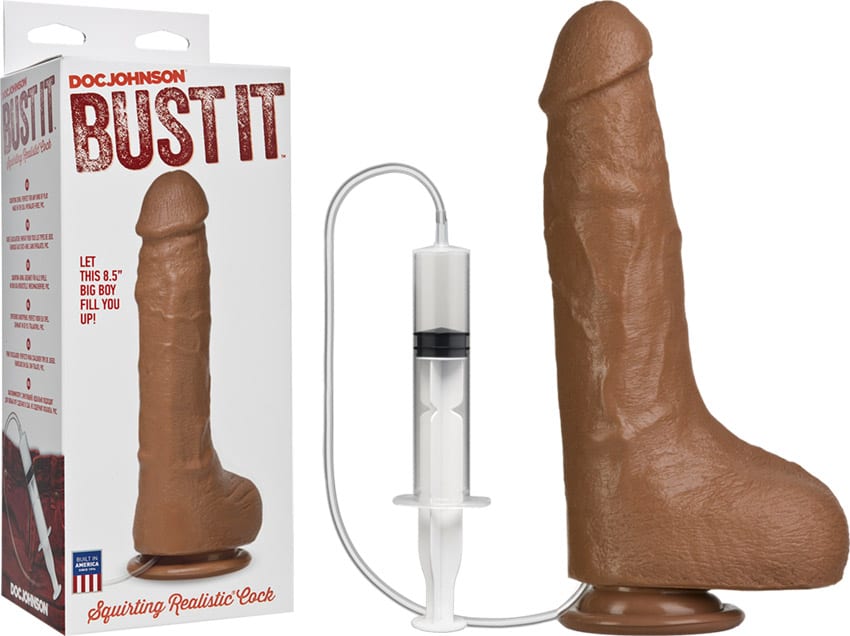 Doc Johnson Bust It Dildo Braun | Mit Spritzfunktion - Kisskiss