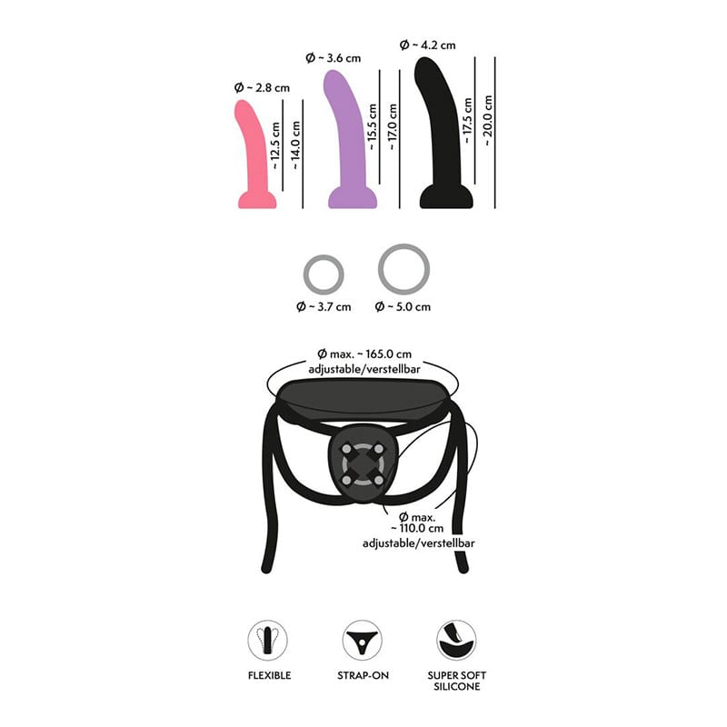 You2Toys Your Strap-On Collection | Set mit Harness und 3 Silikon-Dildos