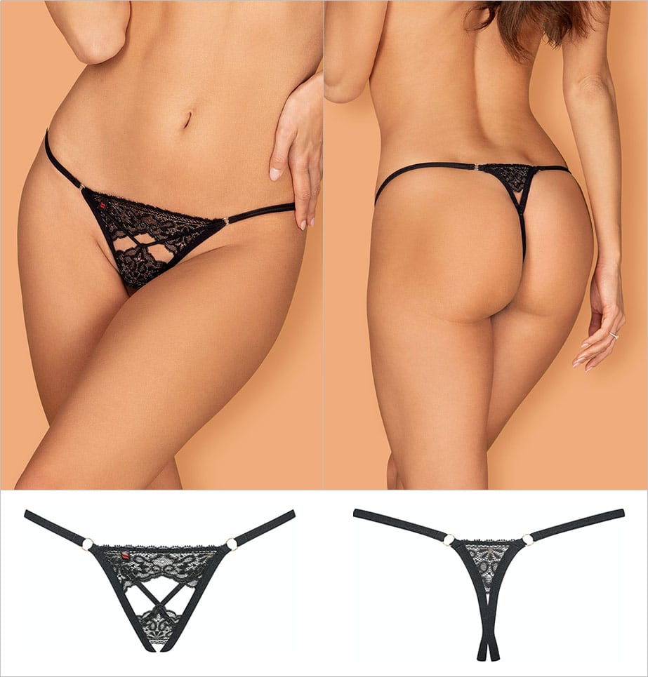 Obsessive String ouvert Meshlove - Noir